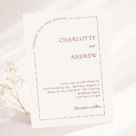 Convites Ivory rose gold modern minimalist wedding