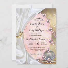 Convites Ivory Silk, Dourados rendas e pérolas e mármore