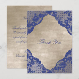 Convites Ivory Velvet Royal Blue Marinho Lace Obrigado