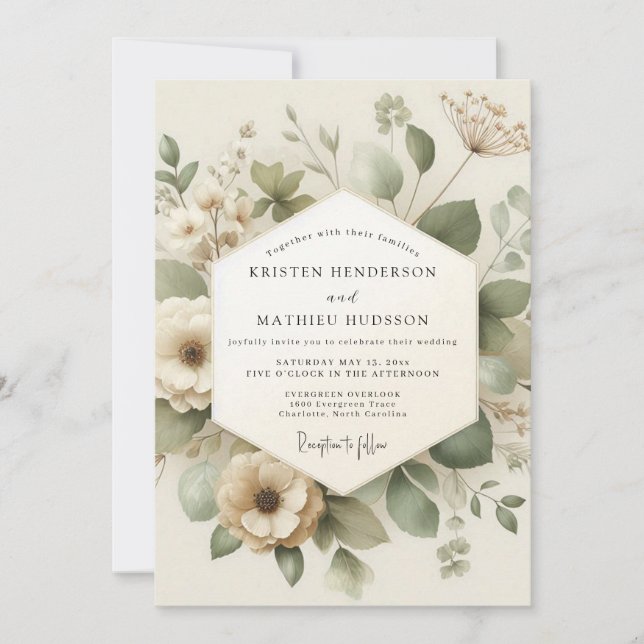 Convites Ivory Verdant Meadow Wedding (Frente)