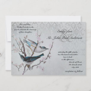 Convites Ivory Vintage Pássaros Adoram Aves