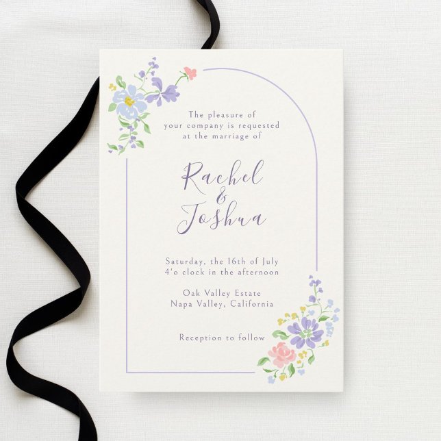 Convites Ivory | Whimsical Floral Arch Script Wedding (Criador carregado)