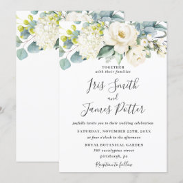 Convites Ivory White Floral Eucalyptus Greenery Casamento