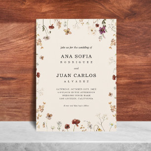 Convites Ivory Wildflower Garden Fall Código QR Casamento R