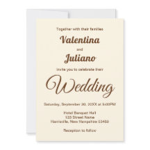 Ivory with Brown Text Wedding Invitation