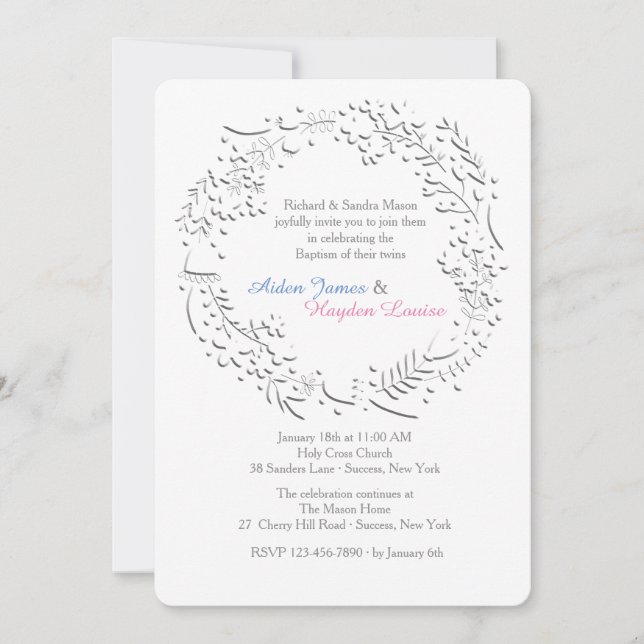 Convites Ivory Wreath (Frente)