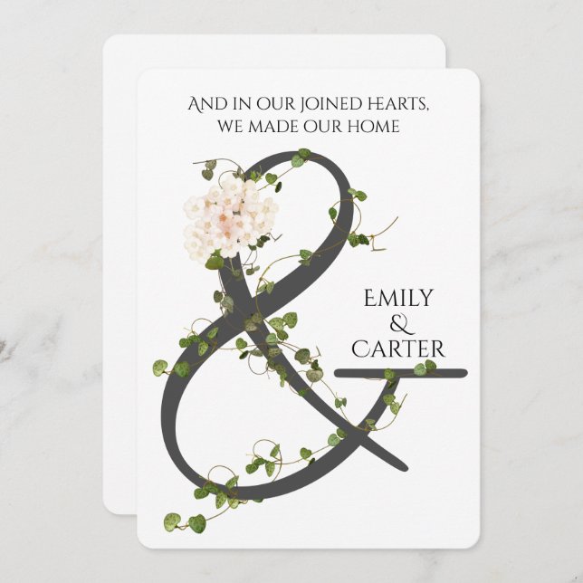 Convites Ivy e Ampersand Wedding (Frente/Verso)