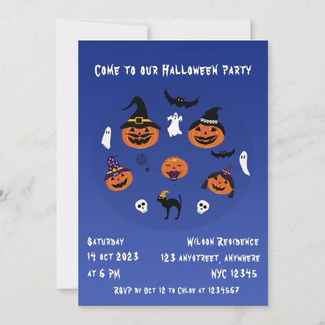 Convites Jack O Lantern Family Spooky Halloween (Frente)