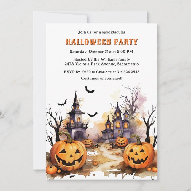 Convites Jack O’Lanterns Bats Witeen Party (Frente)
