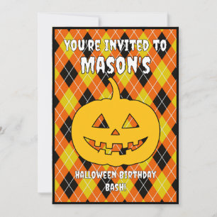 Convites Jack ou lanterna do Halloween Argyle