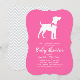 Convites Jack Russell Terrier Dog Chá de fraldas Moça Rosa