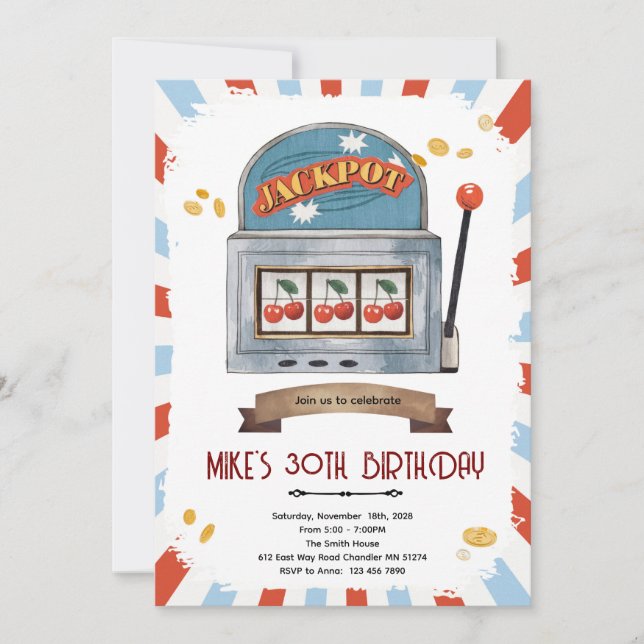 Convites Jackpot casino party theme invitation (Frente)