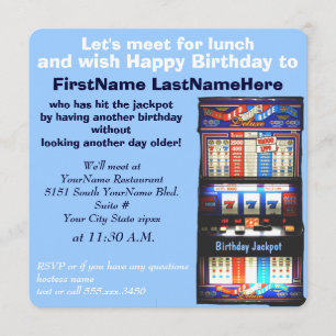 Convites Jackpot do slot machine do almoço do aniversário