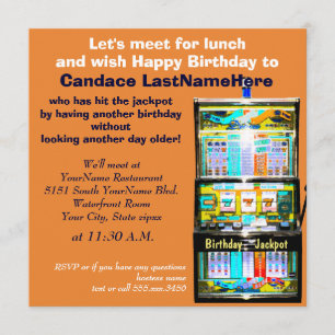 Convites Jackpot do slot machine do almoço do aniversário