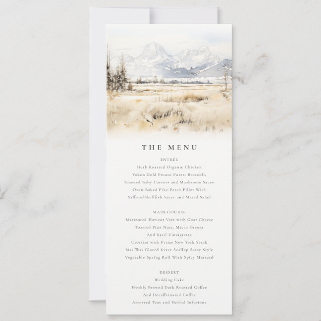Convites Jackson Hole Wyoming Landscape Wedding Menu Card (Frente)