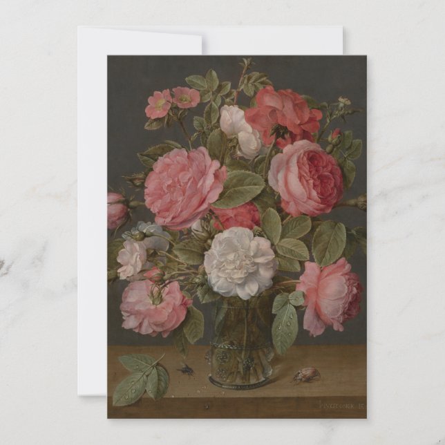 Convites Jacob van Hulsdonck - Rosas em um Vaso de Vidro (Frente)