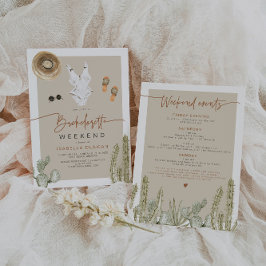 Convites JADE Bohemian Desert Cactus Bachelorette Itinerary