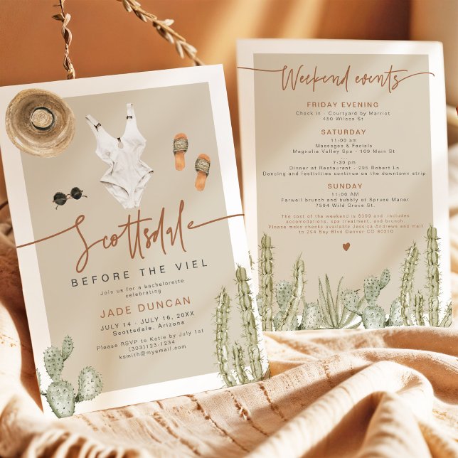 Convites JADE Boho Desert Cactus Scottsdale Antes do Véu (Criador carregado)