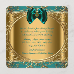 Convites Jade e Festa de aniversário Dourada