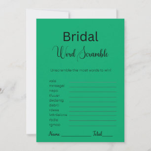 Convites Jade Green Bridal Word Scramble Game