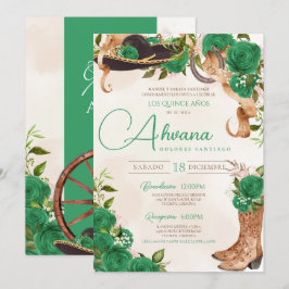 Convites Jade Green Charro Quinceañera País Ocidental
