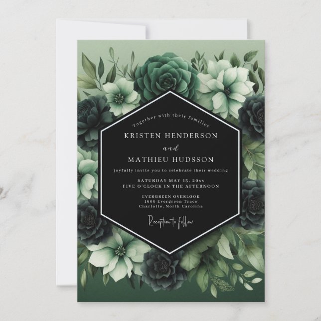 Convites Jade Nocturnal Botanical Wedding (Frente)