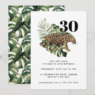 Convites Jaguar Jungle Animal Print Obter aniversário de 30