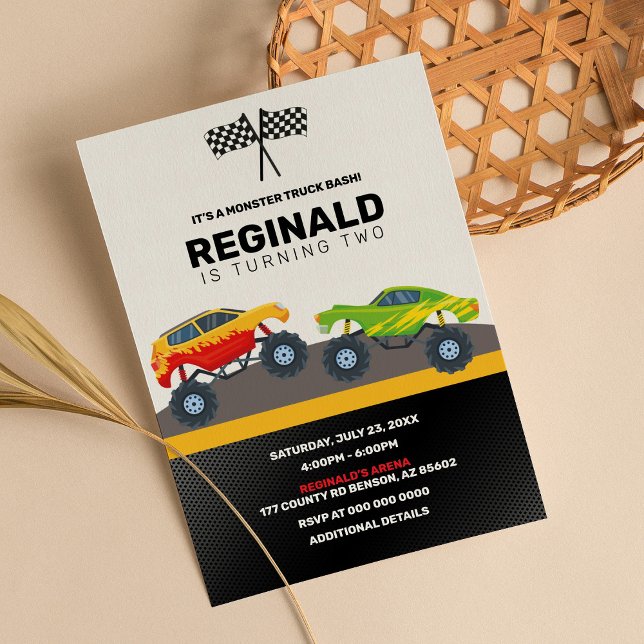 Convites Jam de Aniversário do Monster Truck (Criador carregado)