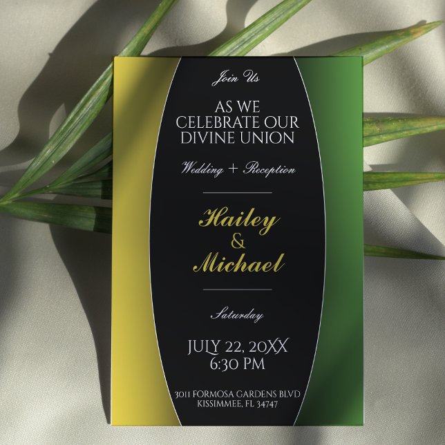 Convites Jamaica Green & Dourado Caribe Casamento Elegante (Jamaica Green & Gold Caribbean Elegant Wedding Invitation
)