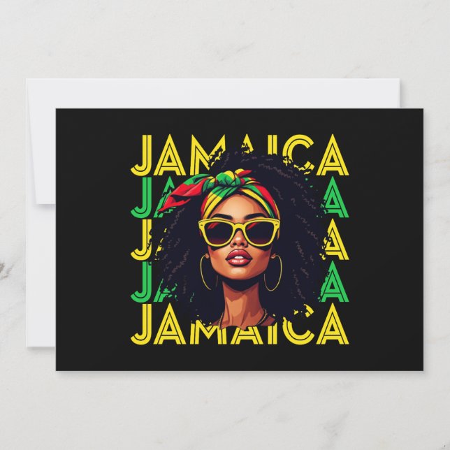 Convites Jamaican Girl Flag, mulher jamaicana orgulhosa (Frente)