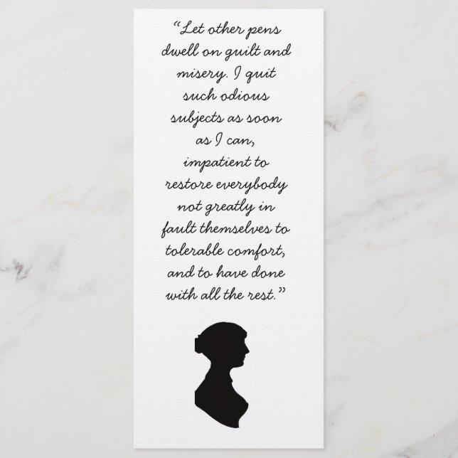 Convites Jane Austen quote on writing (Frente)