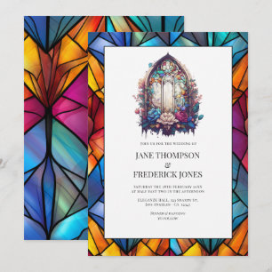 Convites Janela de Igreja de Vidro Colorido Casamento