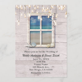 Convites Janela de Praia Tropical Elegante Casamento à Beir