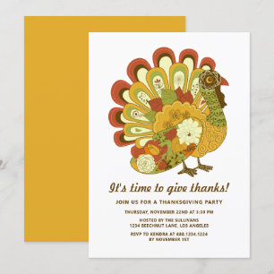 Convites Janta de Ação de Graças Colorida Festiva Floral Tu
