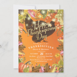 Convites Janta de Ação de Graças Turquia Pumpkins e Folhas 