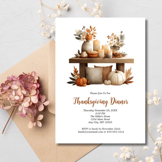 Convites Janta de outono de Ação de Graças de Amizade (Thanksgiving Friendsgiving Fall Autumn Dinner Party Invitation Printed or Digital Download)
