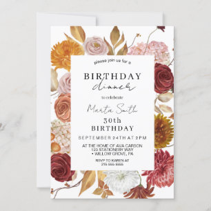 Convites Janta Floral de outono - Aniversário