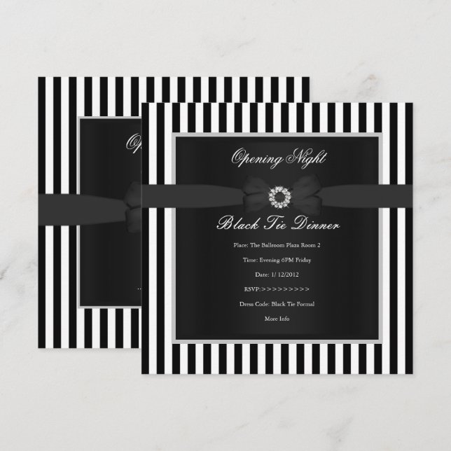 Convites Janta Preto  Preto-Preto Arco com Faixa Branca Pre (Frente/Verso)