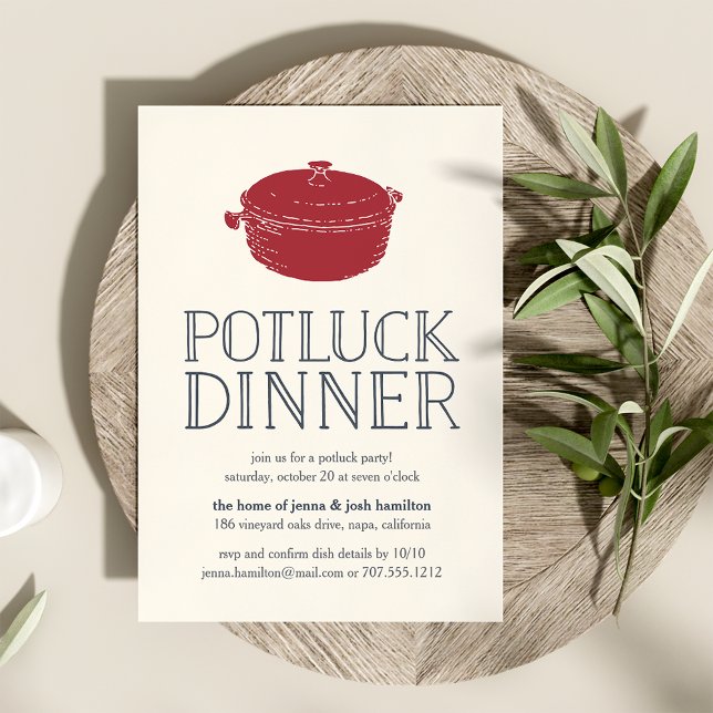 Convites Janta Rustic Modern Potluck (Criador carregado)