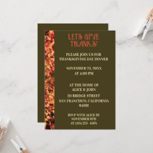 Convites Janta Verde Escuro de Ação de Graças Banquete de o