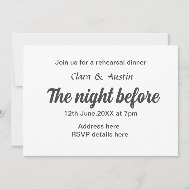 Convites Jantar a noite antes do mínimo simples (Frente)