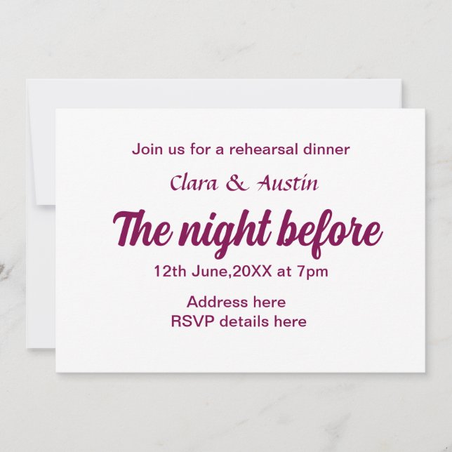 Convites Jantar a noite antes do mínimo simples (Frente)