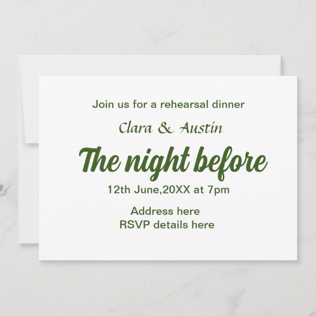 Convites Jantar a noite antes do mínimo simples (Frente)