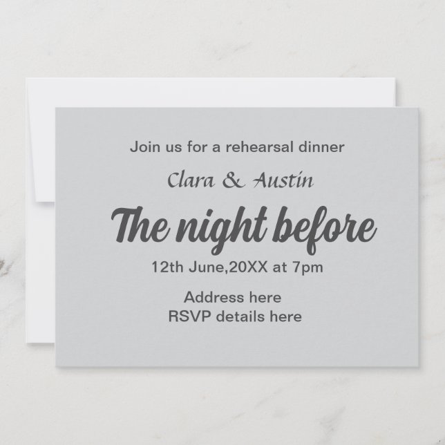 Convites Jantar a noite antes do mínimo simples (Frente)