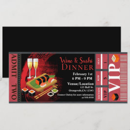 Convites Jantar Almoço de Vinho e Sushi Bilhete para Evento