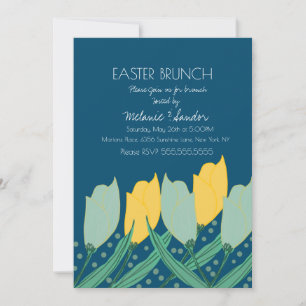 Convites Jantar Brunch Floral de Tulipas Páscoa Família Azu