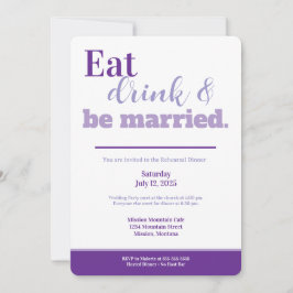 Convites Jantar Comer Bebida e Casar-se com Roxo