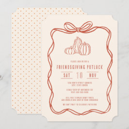 Convites Jantar Coquete Potluck de Ação de Graças Bow Abóbo