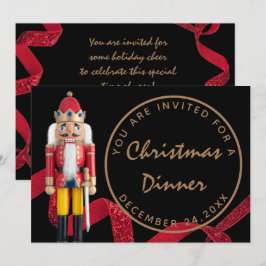 Convites Jantar da Véspera de Natal Vermelho Preto Noite de