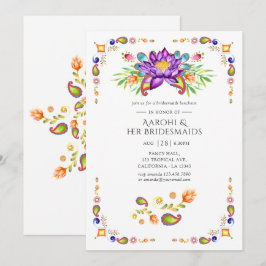 Convites Jantar das Damas de Honra Flor de Lótus Paisley